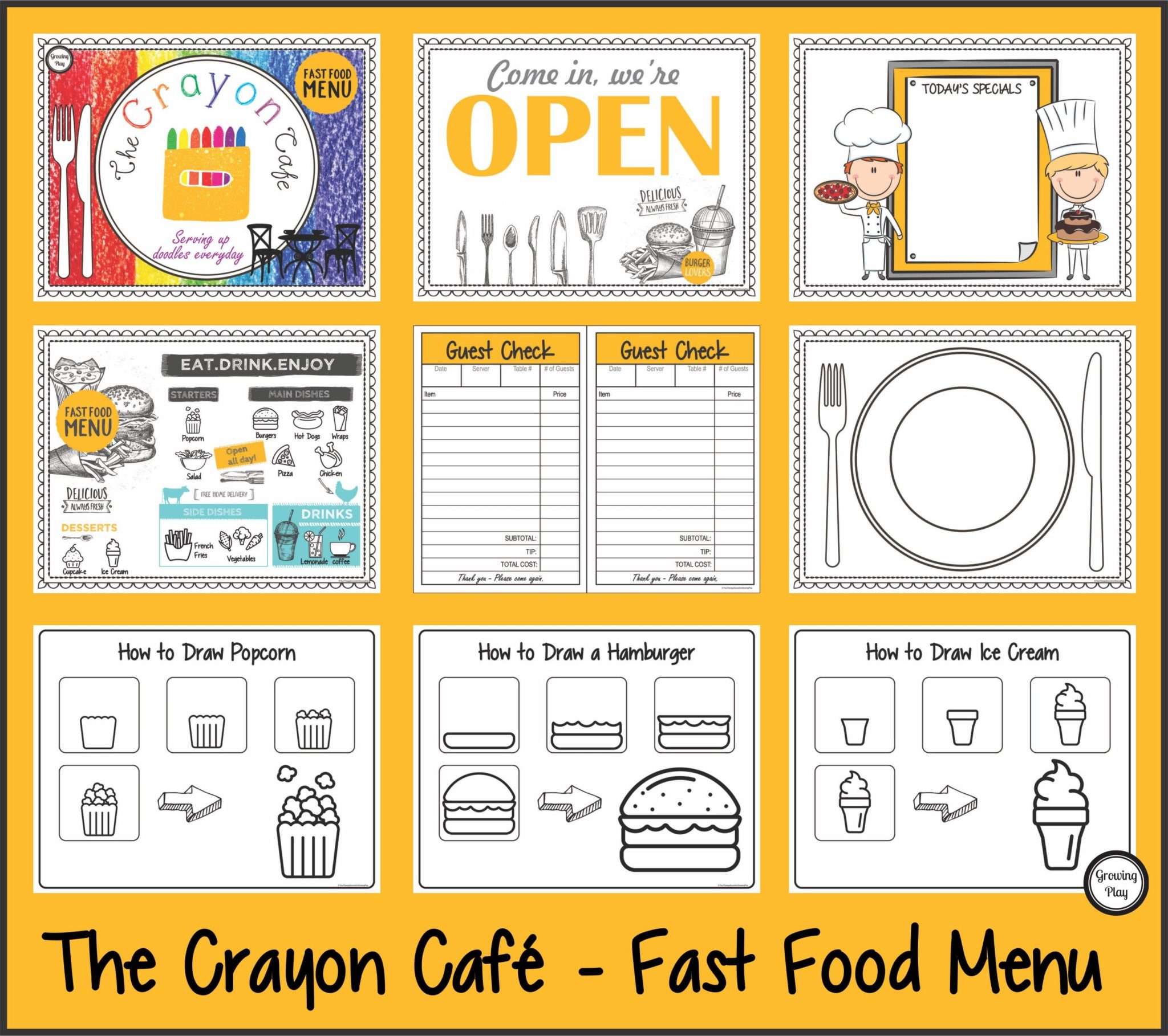 The Crayon Cafe – Fast Food Menu