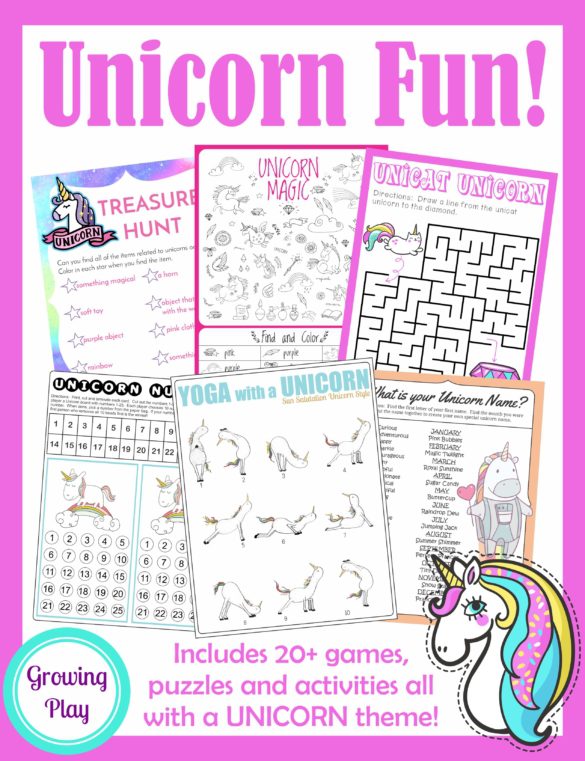 Unicorn Birthday Games Activities Puzzles