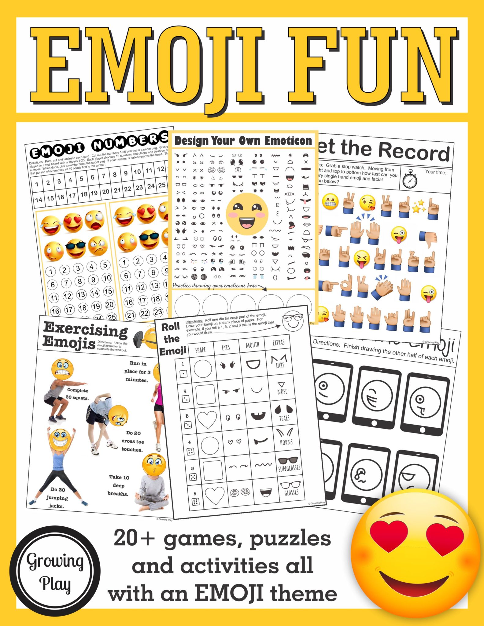 Emoji Games and Puzzles Packet Emoji Birthday Parties