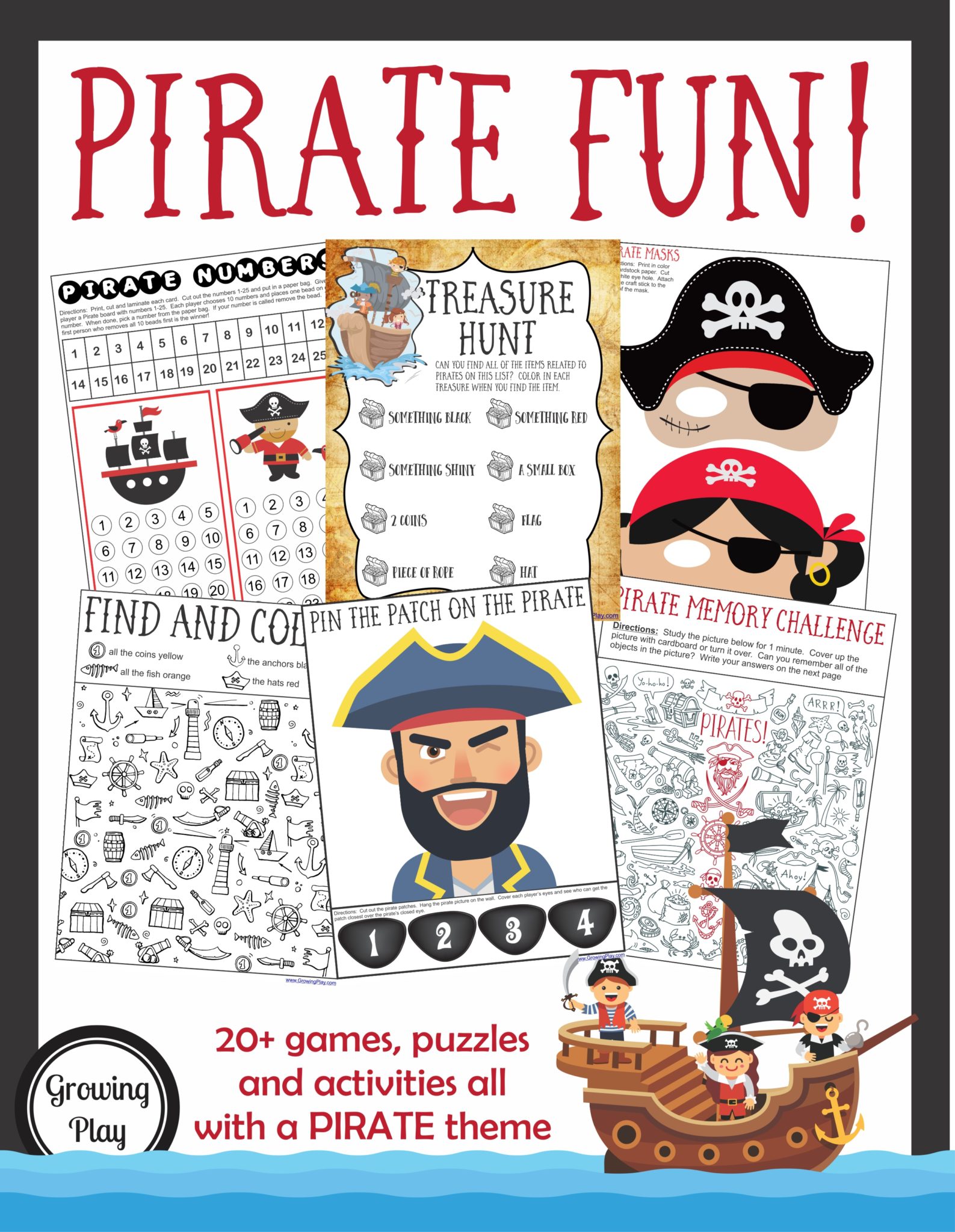 Pirate Birthday Games Activities Puzzles Mazes - FUN!