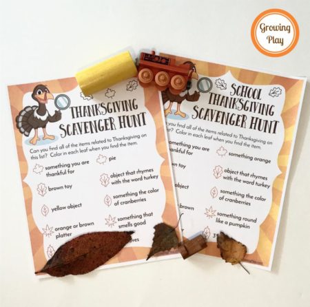 Free Thanksgiving Scavenger Hunts for Home or School