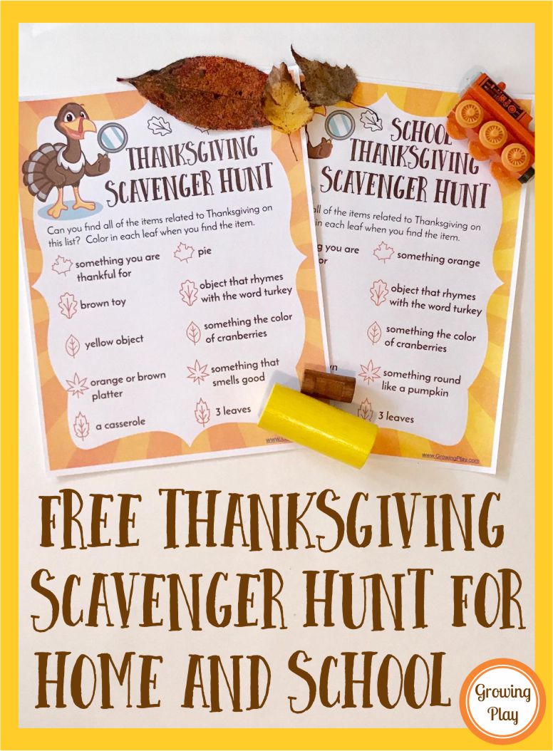 Free Thanksgiving Scavenger Hunt for Home or School