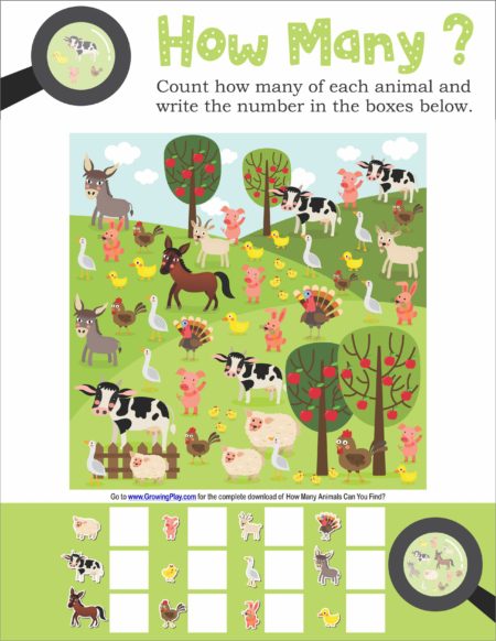 How Many Animals Can You Find Visual and Counting Game from Growing Play