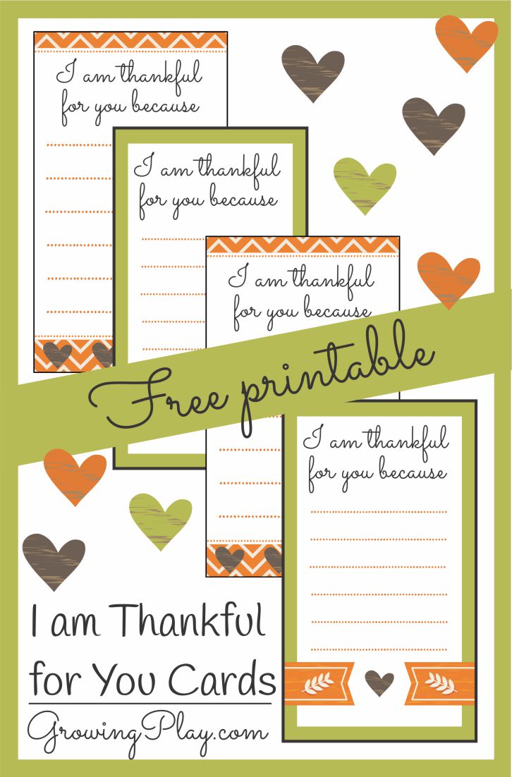 I am Thankful for You Cards - Handwrite and Hand Out