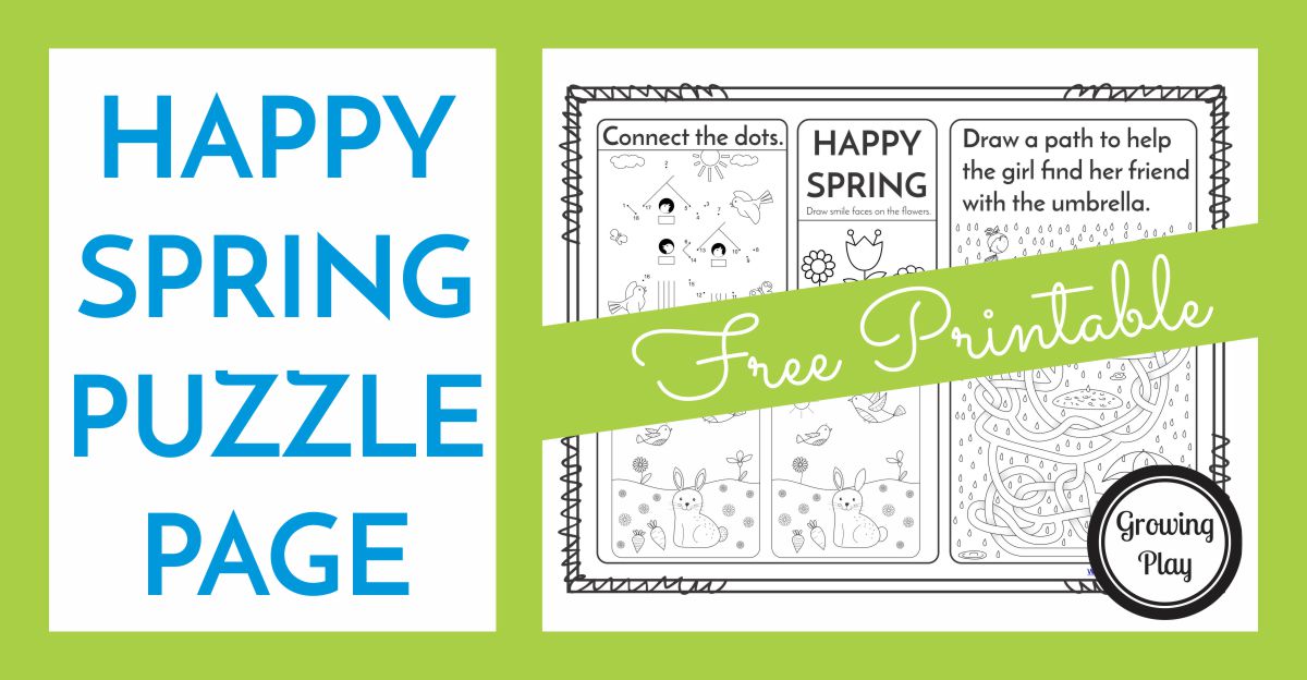 Happy Spring Puzzle Page - Free Printable