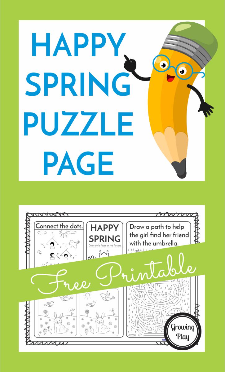 Happy Spring Puzzle Page - Free Printable