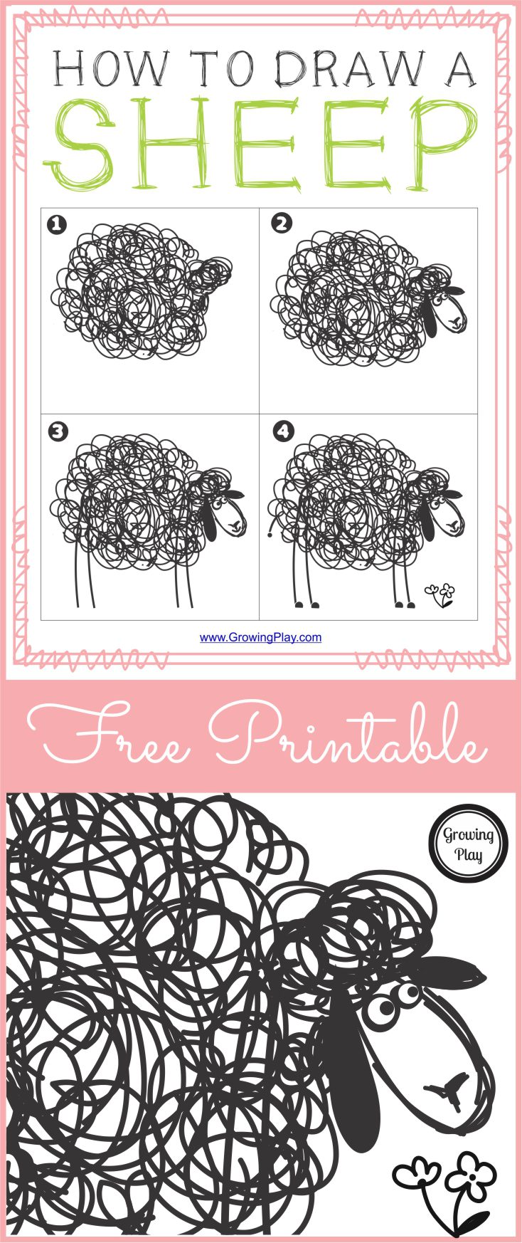 How to Draw Sheep - Free Printable