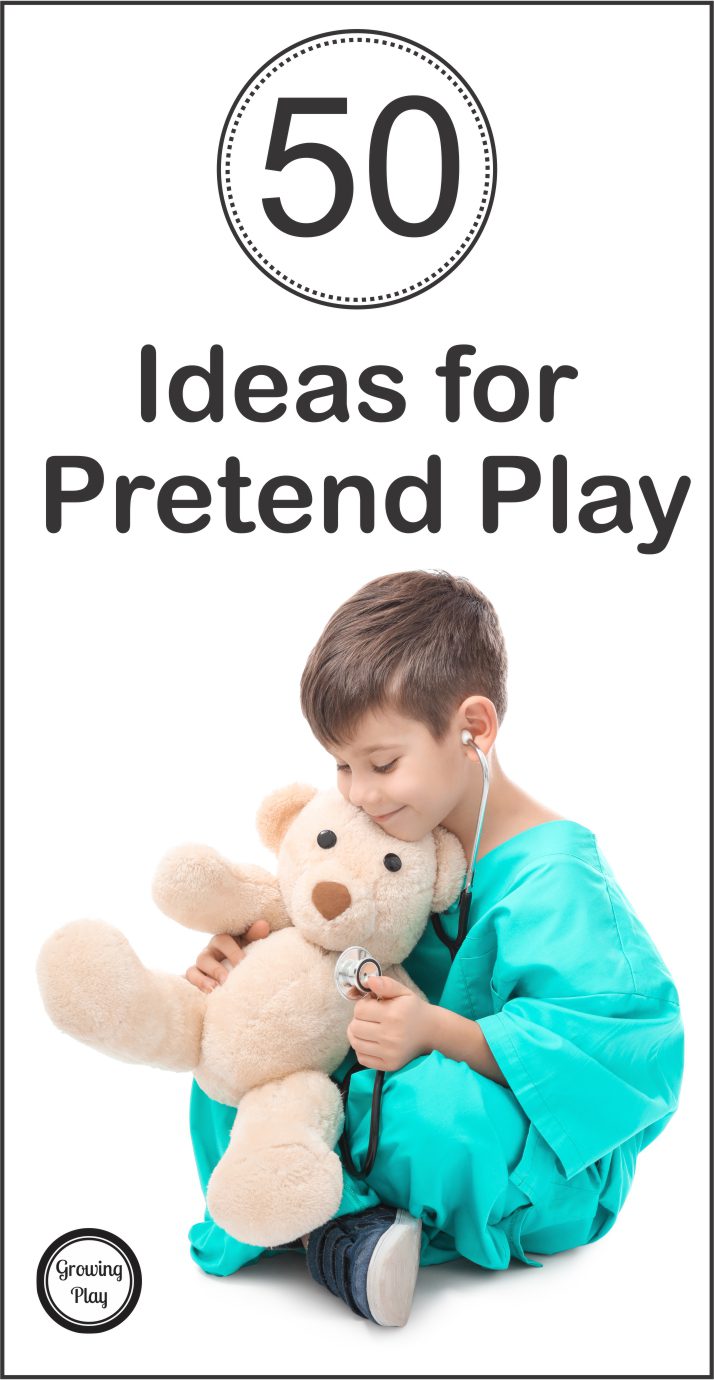 Do your children love to play pretend?  Pretend play activities can provide children with excellent opportunities to develop their cognitive, emotional, social, motor and creativity skills. Here is a list of 50 ideas for pretend play.