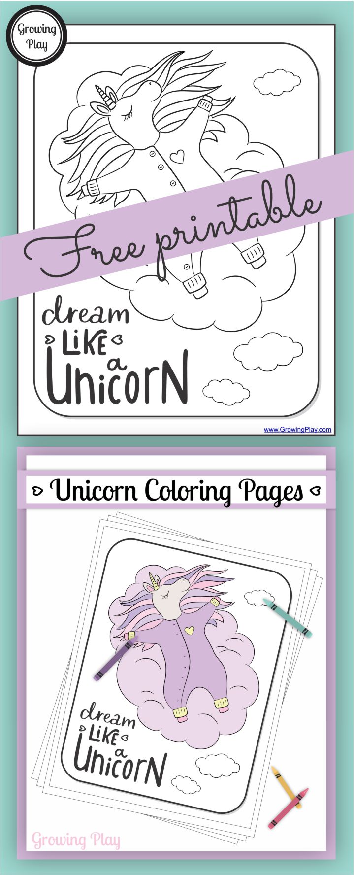 Do you love unicorns?  Check out this Dream like a unicorn coloring page freebie from the brand NEW Unicorn Coloring Book.  This coloring page is perfect for unicorn lovers who want to be creative and colorful.