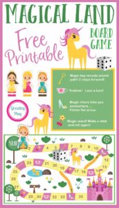 The Magical Land Board Game is perfect for your unicorn, princess loving friend.  You can download it for FREE at the end of this post.