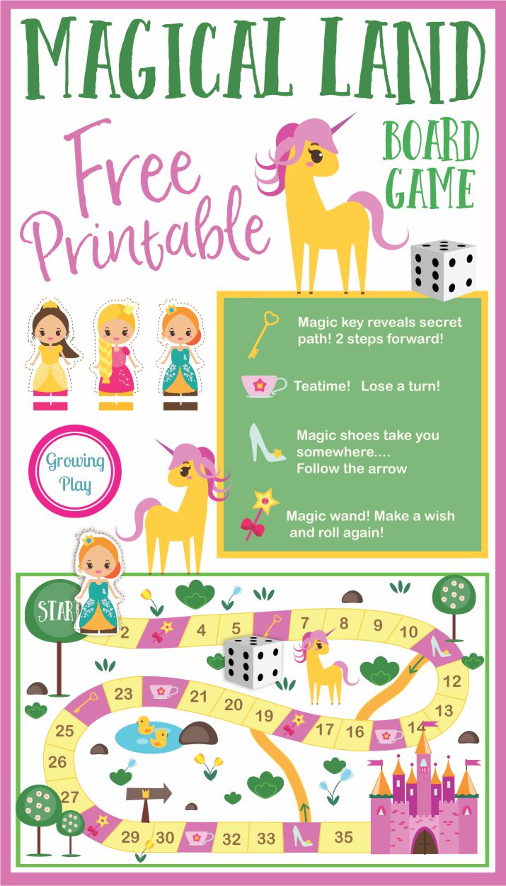 The Magical Land Board Game is perfect for your unicorn, princess loving friend.  You can download it for FREE at the end of this post.