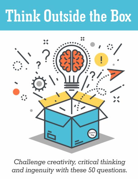 Think Outside the Box digital download challenges creativity, critical thinking, and ingenuity with 50 different questions to ponder and respond.