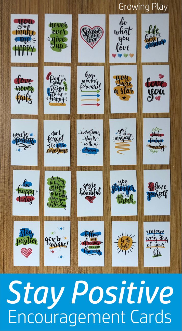 Are you looking to brighten someone's day at home, work or school?  These Stay Positive Encouragement Cards include 25 simple but important messages to share with your friends, co-workers and family members.