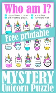 Here is a super CUTE and fun free unicorn printable for the kids to solve the unicorn mystery. It involves logic, attention to detail and visual motor skills.