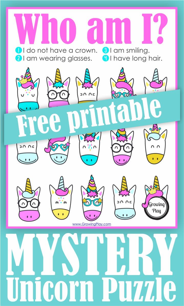 Here is a super CUTE and fun free unicorn printable for the kids to solve the unicorn mystery.  It involves logic, attention to detail and visual motor skills. 