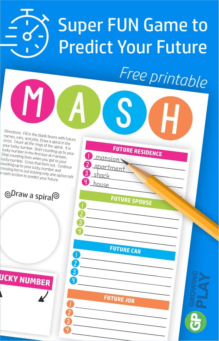 Do you know how to play MASH? It is a fun, quick activity to predict your future with 100% accuracy (just kidding but still FUN)!