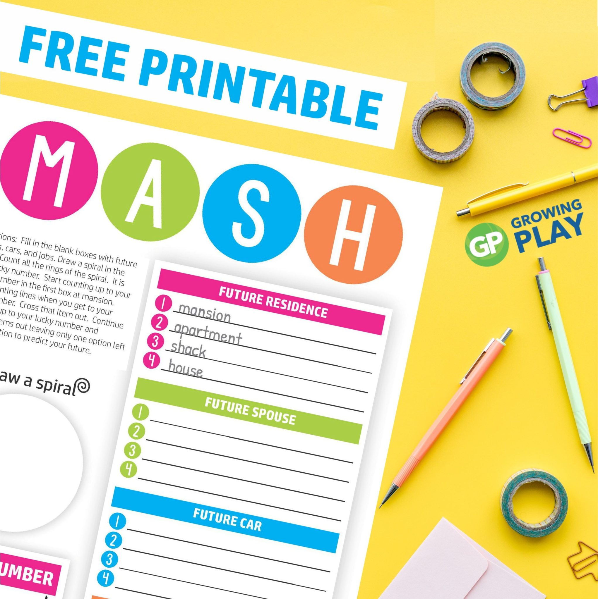 Do you know how to play MASH? It is a fun, quick activity to predict your future with 100% accuracy (just kidding but still FUN)!