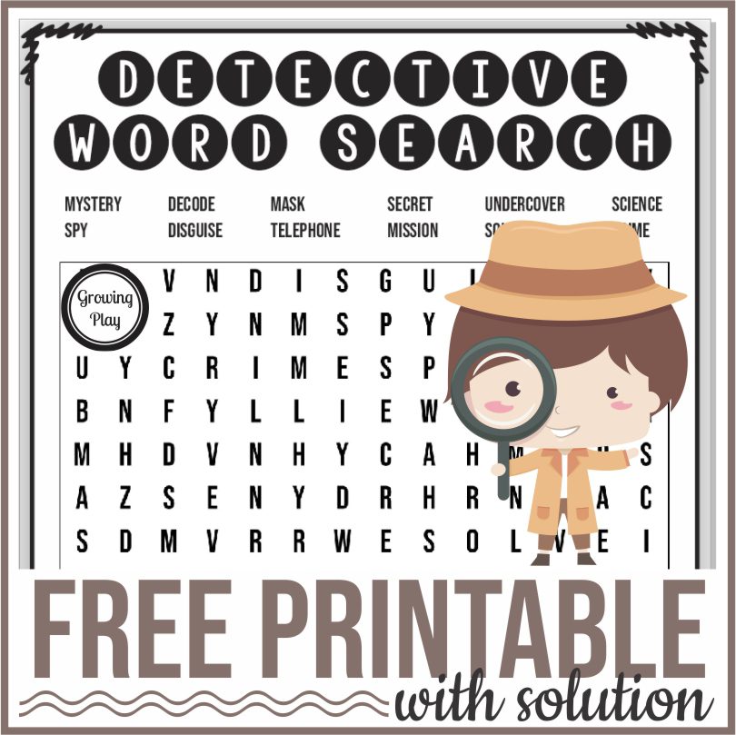 Detective Word Search Freebie from Growing Play