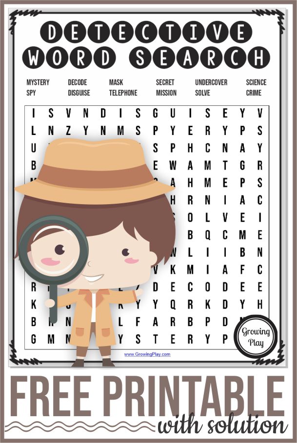 If you are having a detective themed lesson or party, you will want to get this FREE detective word search puzzle. 
