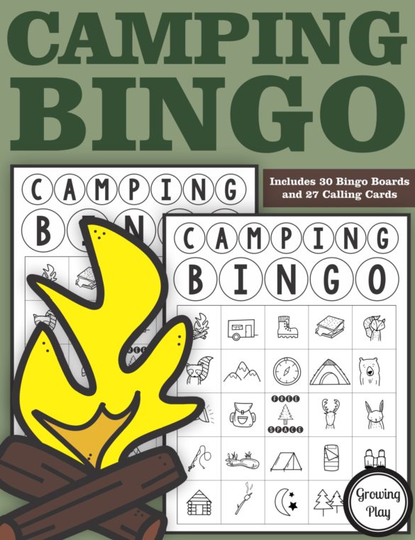 The Camping Bingo PDF printable game is so much fun for your camping theme classroom, summer camp bingo or anytime for your whole class or a large group.