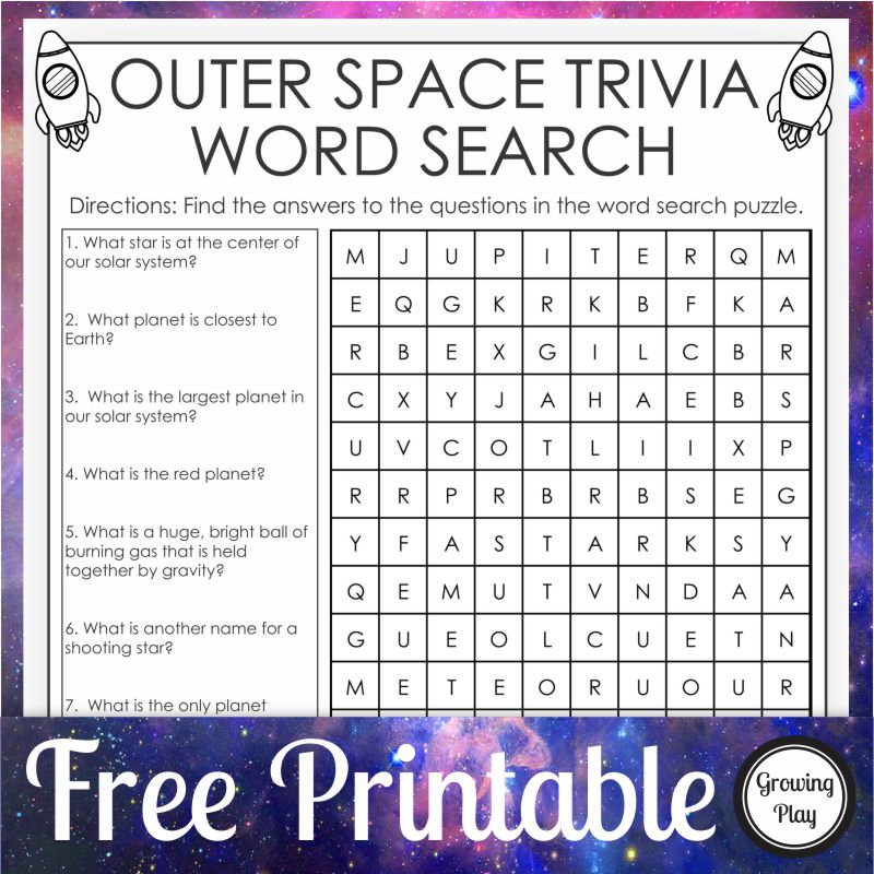 Outer Space Trivia Word Search