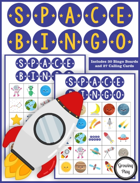 The Space Bingo PDF printable game is so much fun for your space theme classroom, space birthday party or anytime for your whole class or a large group.