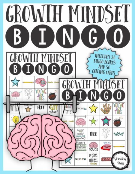 The Growth Mindset Bingo PDF printable game is so much fun to help reinforce and teach children about developing a growth mindset.