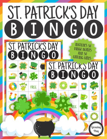 The St Patrick's Day Bingo PDF printable game is so much fun to play to celebrate St Patrick's Day. The set includes 30 calling cards with full color pictures and 30 Bingo boards in color.