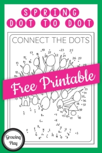 This free printable Spring dot to dot puzzle is perfect for this time of year. It includes numbers and letters! From Growing Play.