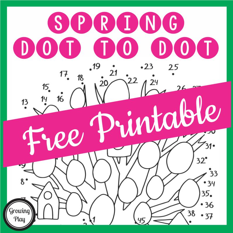 This free printable Spring dot to dot puzzle is perfect for this time of year.  It includes numbers and letters! From Growing Play.