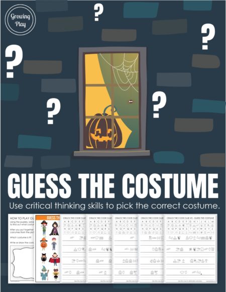 This Guess the Costume mystery puzzle includes 5 clues to solve to find out what costume the child is wearing. Perfect for Halloween