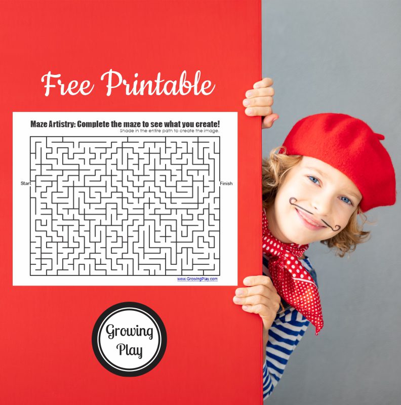 You may be wondering what the heck mystery maze artistry is? What you've never heard of it? Probably because I just made the phrase up. LOL. This FREE printable maze helps you to create a drawing when you solve the maze. So I named this maze artistry.  What do you think?  Sounds cool and creative right?