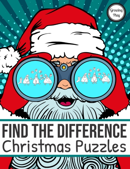 The Christmas Find the Difference digital download includes 16 find the differences puzzles with a fun holiday theme and the solutions to the puzzles.