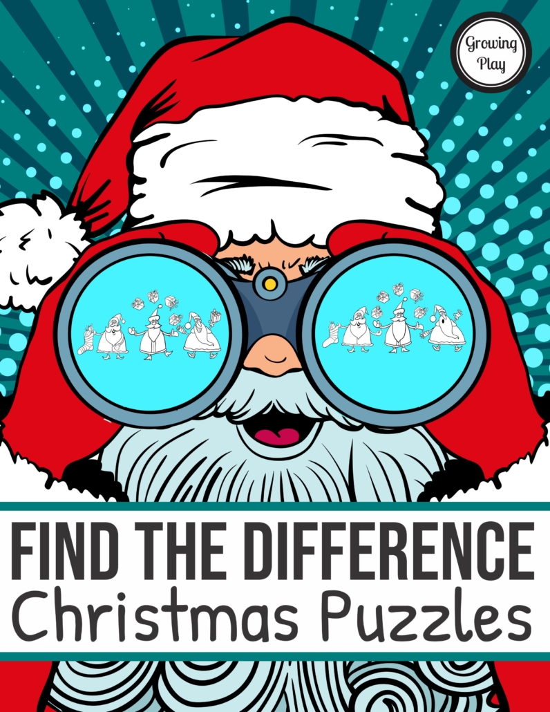 The Christmas Find the Difference digital download includes 16 find the differences puzzles with a fun holiday theme and the solutions to the puzzles.