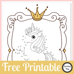 Looking for a quick, connect the dots unicorn printable to entertain the kids? This dot to dot unicorn activity is a FREE printable