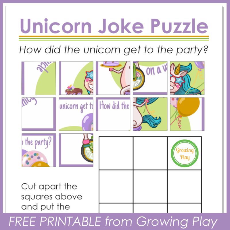 Unicorn Joke Puzzle from Growing Play