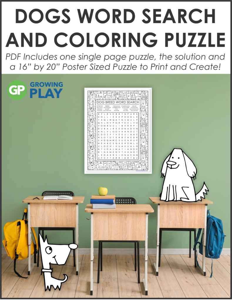 Dog Word Search Puzzle Poster