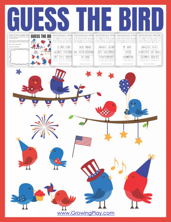 This Bird Cryptogram for Kids game will have your students deciphering the 5 clues to figure out the mystery bird! Perfect for patriotic holidays!