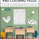 Challenge your students with this oversized Patriotic Word Search and Coloring Printable Poster from Growing Play.