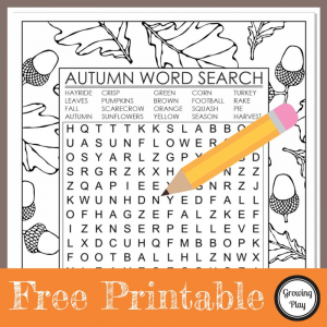 This Fall word search printable is a great activity to celebrate the season. You can download it for free at the bottom of the post.