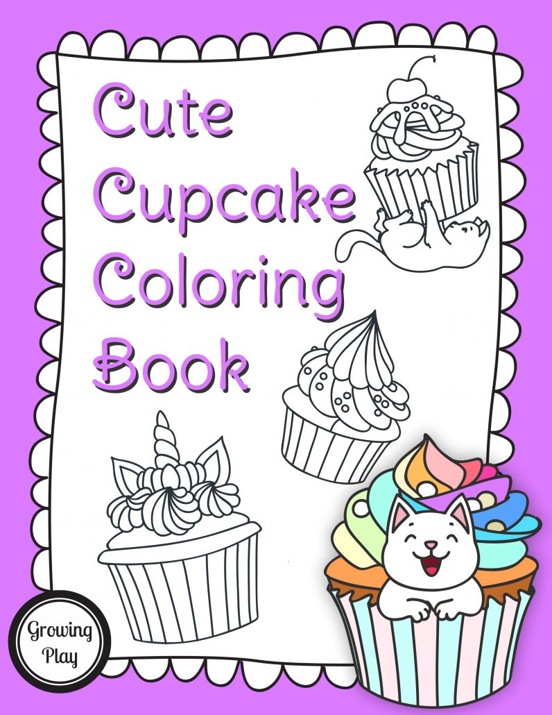 If you love sweets and cats, you will love this cupcake coloring pages PDF free printable packet. Download it for FREE from Growing Play.