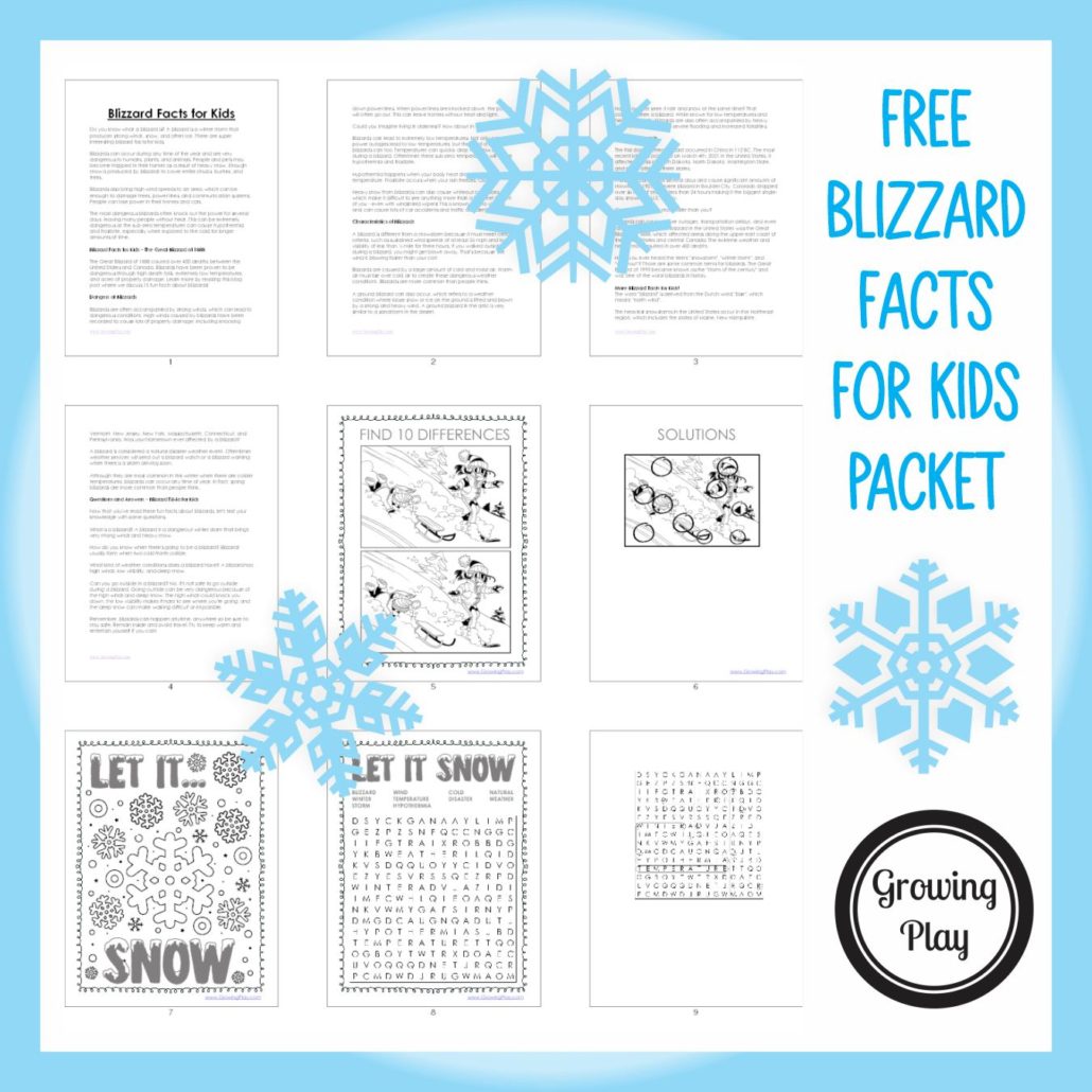 There are super interesting blizzard facts for kids. You can download a FREE packet at the bottom of the post to read and complete the puzzles.