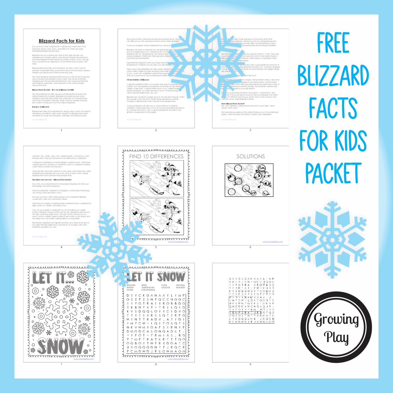 There are super interesting blizzard facts for kids. You can download a FREE packet at the bottom of the post to read and complete the puzzles.