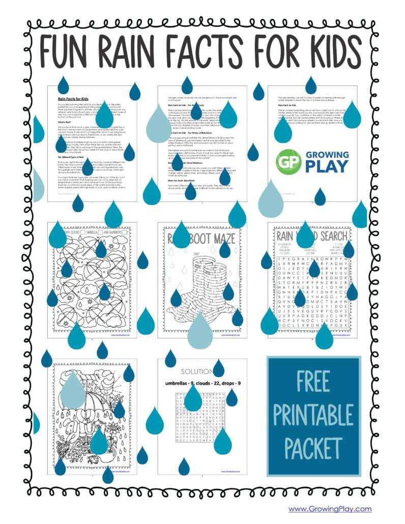 Do you like watching the rain? You can download a FREE rain facts for kids packet at the bottom of the post too!