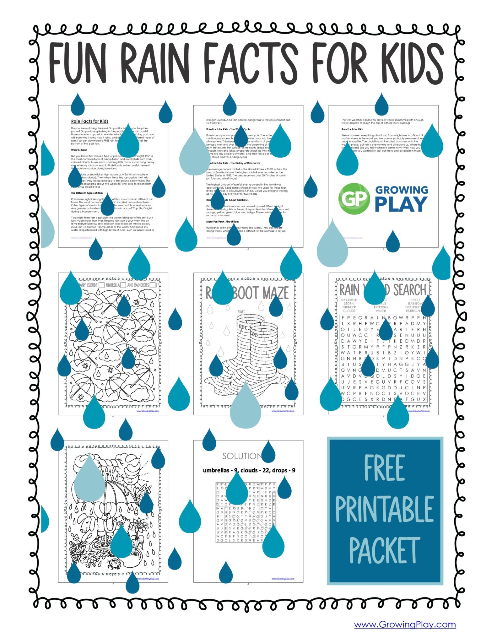 Do you like watching the rain? You can download a FREE rain facts for kids packet at the bottom of the post too!