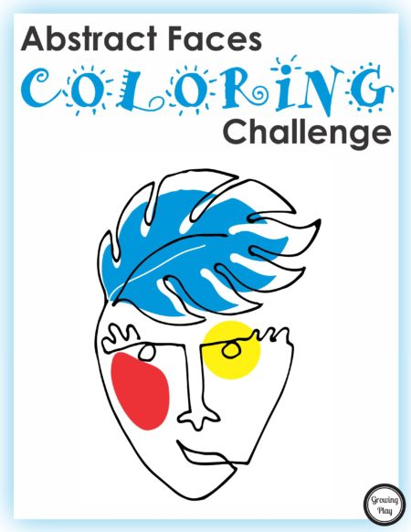 Check out this Abstract Faces Coloring Challenge. Can you draw the abstract face using only ONE continuous line?