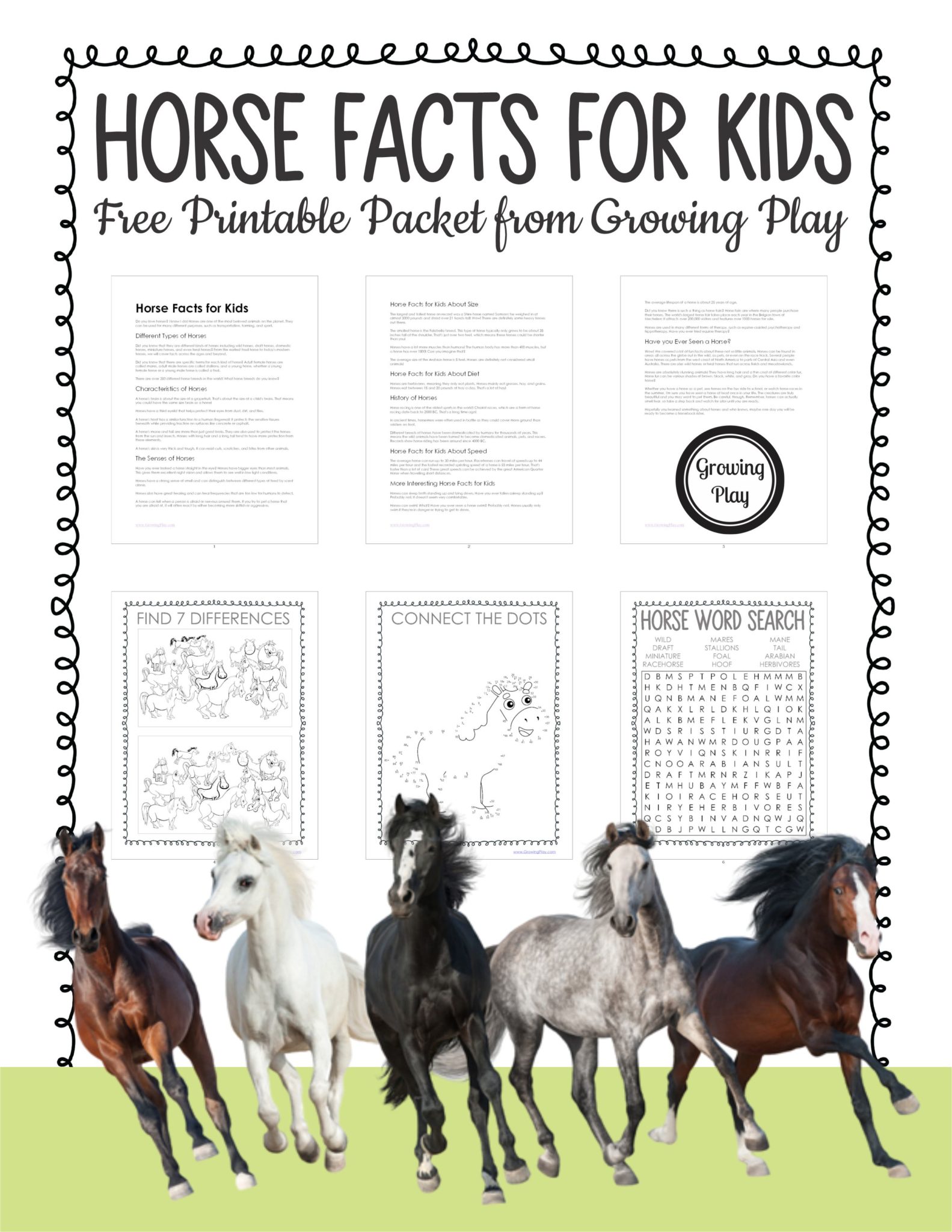 Do you love horses? You can download a FREE horse facts for kids. Read all about horses and complete the puzzles.