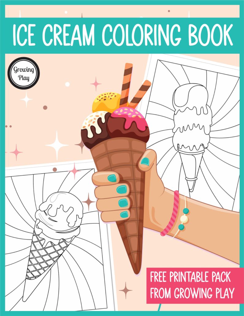 Free Ice Cream Coloring Book for Kids to go along with the Ice Cream Facts for Kids from Growing Play