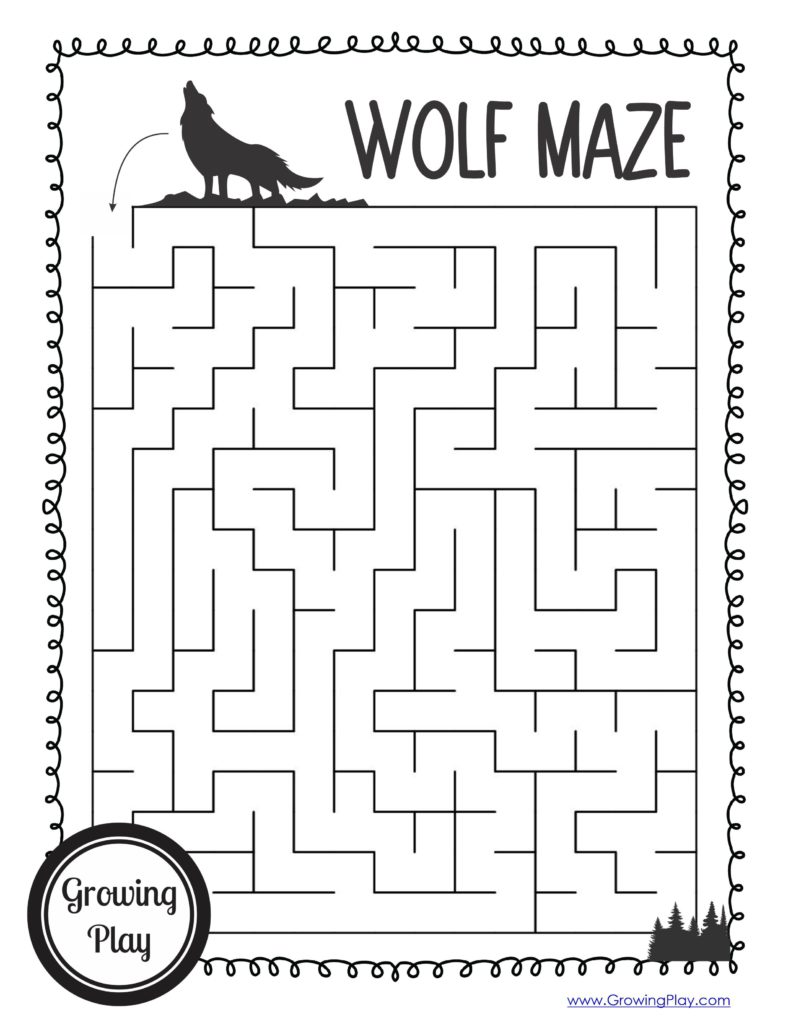 Free Wolf Maze from Growing Play