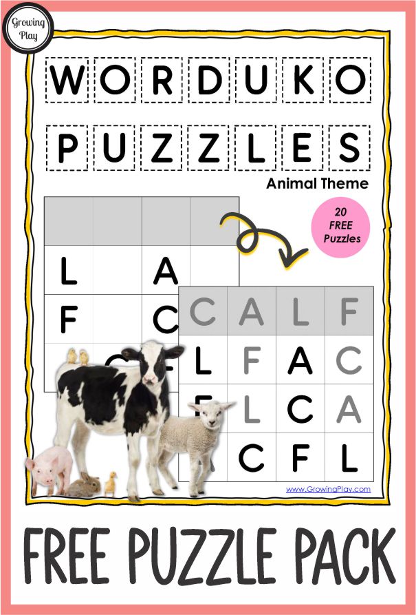 Worduko Puzzles with an Animal Theme FREE Printables